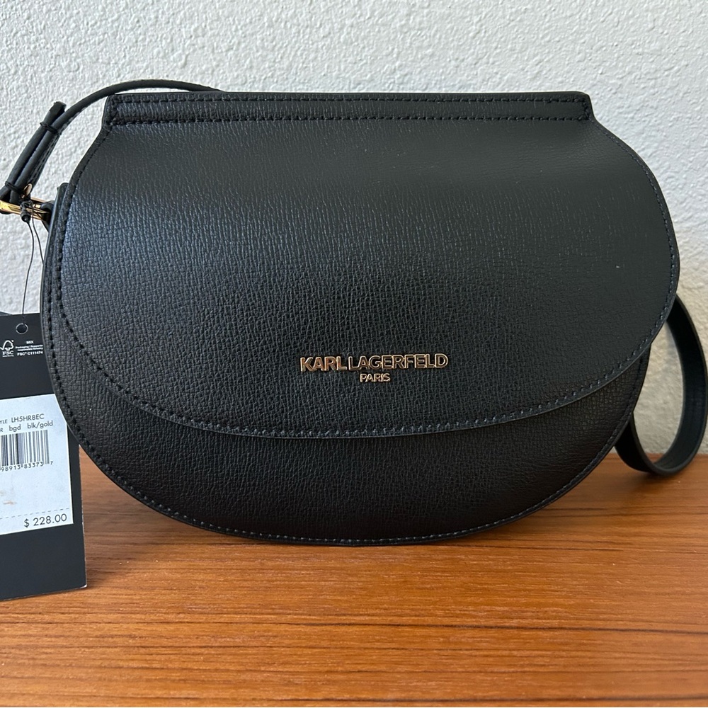Karl Lagerfeld Classic Purse; Pebbled Black Leather; Work/Casual; Everyday Bag